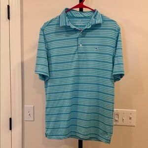 Vineyard Vines Men's Aqua Stripe Polo